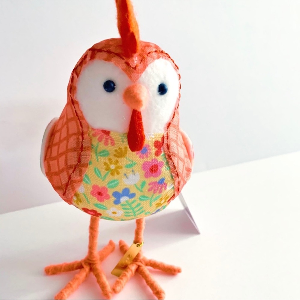 NWT Spritz Coopster Easter Rooster Chicken Decor Orange Floral Bird Cottagecore - Picture 4 of 6